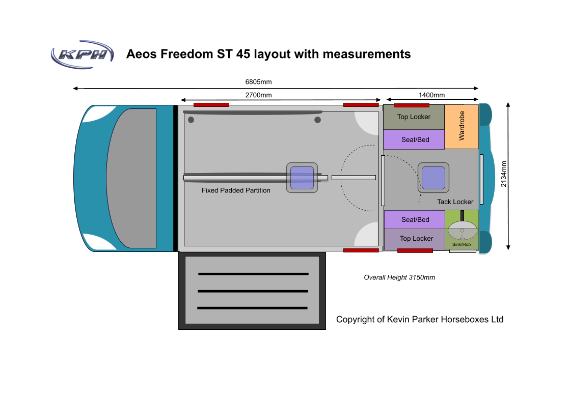 Aeos Freedom ST 45 layout with measurements